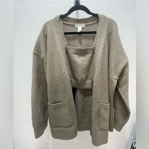 H&M Knit Beige Cropped Tank with Matching Cardigan